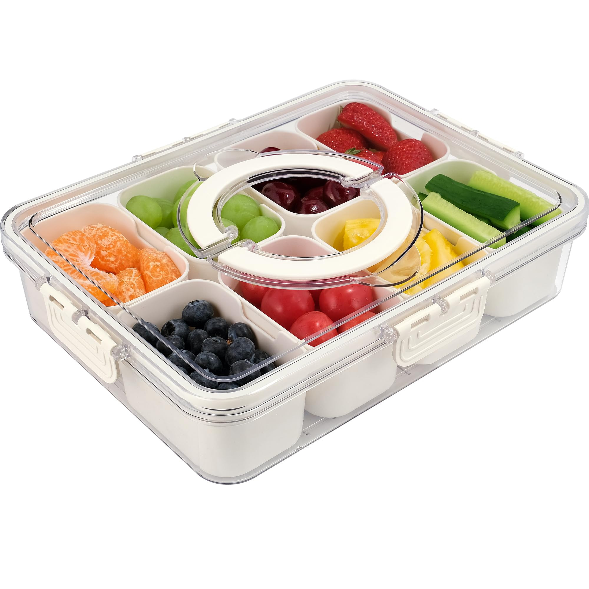 TAROSE Snackle Box Container, 8 Compartments Divided Serving Tray with Lid and Handle, Portable S... | Amazon (US)