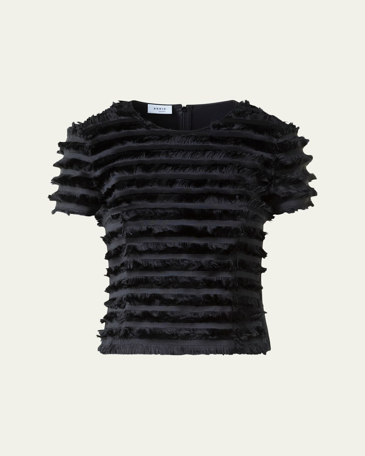 Striped Fringe Short-Sleeve Fitted Top | Bergdorf Goodman