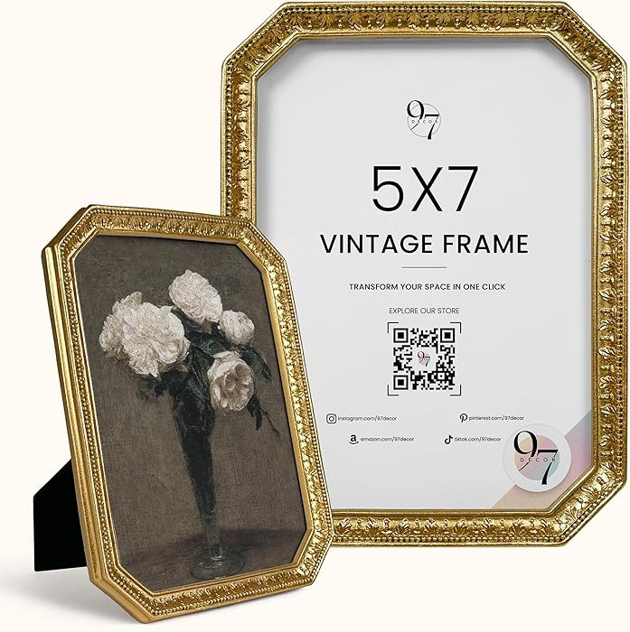 97 Decor 5x7 Vintage Picture Frame - Gold Antique Frame 5x7, Ornate Frames 5 X 7 With Glass Front... | Amazon (CA)