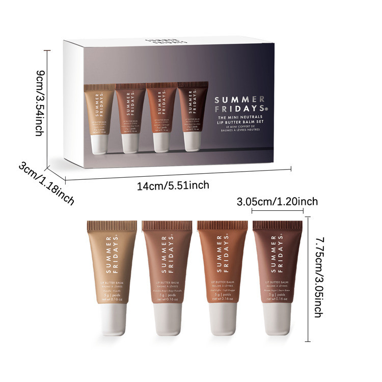 Summer Friday A 4-Piece Hydrating Lip Treatment, A Mini Neutral Butter Balm Set That Exfoliates Dead Skin Hydration, Shine, Lightness, Pigmentation And Hydration To Prevent Chapping | SHEIN