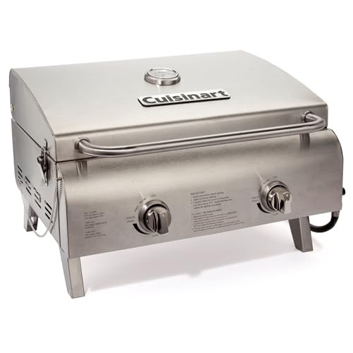 Cuisinart Chef's Style Tabletop Portable Propane Grill, 20,000 BTU Stainless Steel 2-Burner Outdoor Gas Grill for Camping, Tailgates, BBQ, Hassle-Free Setup, Twist-Start Ignition, CGG-306 | Amazon (US)