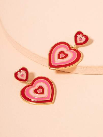 Double Heart Drop Earrings | SHEIN