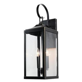 2-Light Imperial Black Outdoor Wall Lantern Sconce | The Home Depot