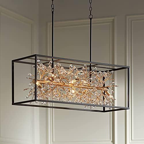 Carrine Black Painted Gold Linear Pendant Chandelier 38 1/2" Wide Modern Clear Crystal 8-Light Fi... | Amazon (US)