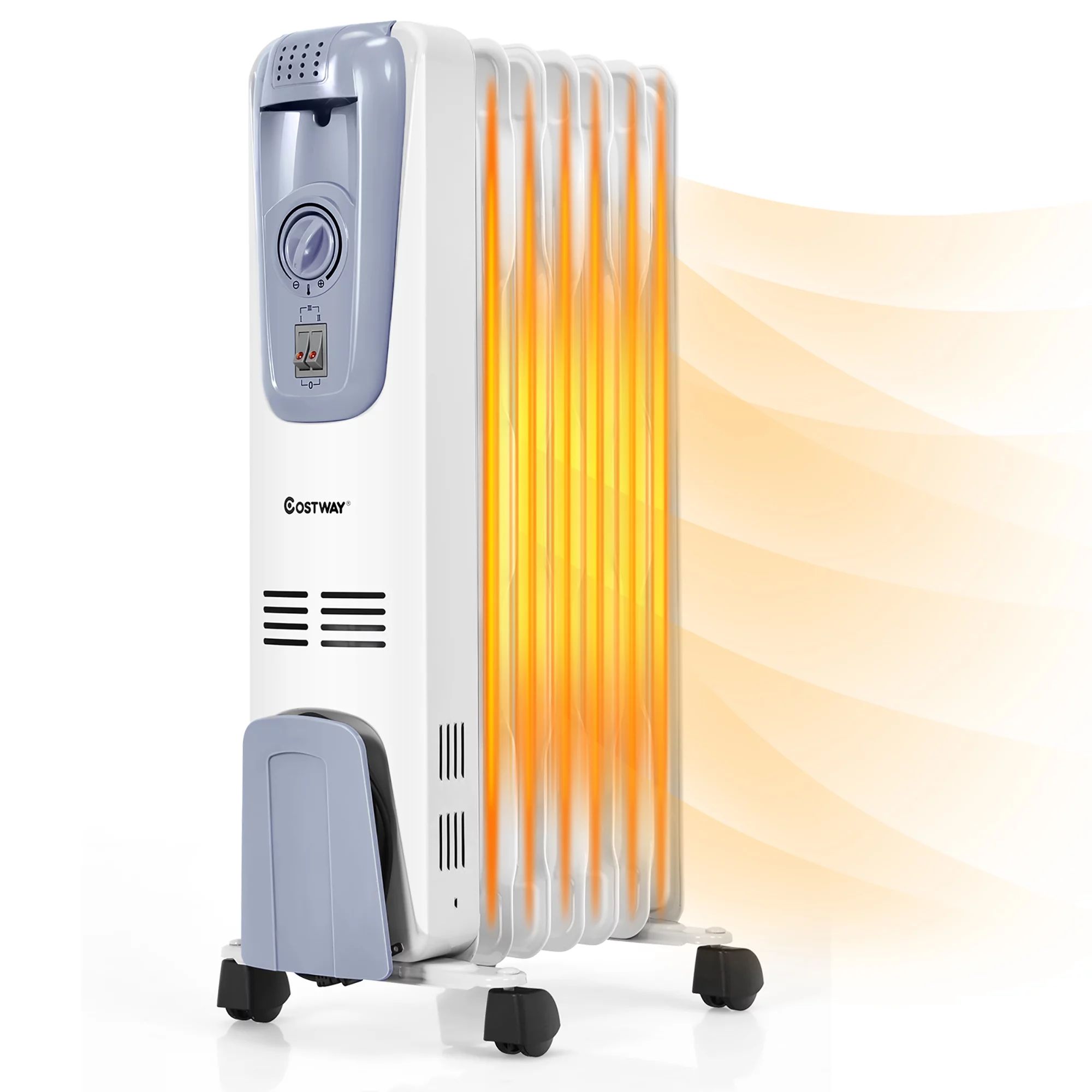 Costway 1500W Electric Oil Filled Radiator Space Heater 7-Fin Thermostat Room Radiant | Walmart (US)