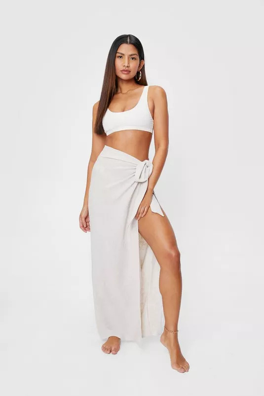 High Waisted Tie Side Maxi Cover Up Sarong | Nasty Gal (US)