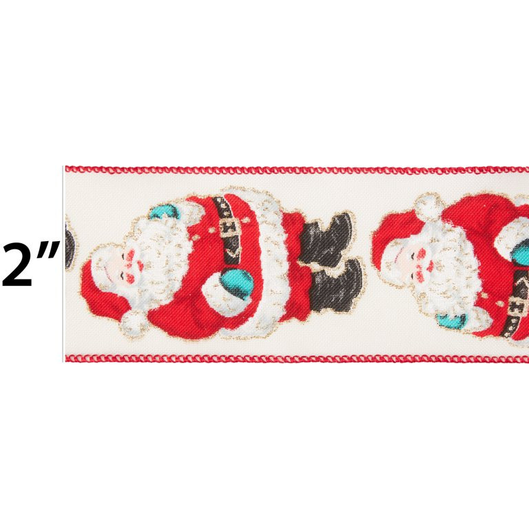 Novelty Multicolor Full Body Santa Claus Polyester Christmas Ribbon, 2.5 in x 40 ft, by Holiday T... | Walmart (US)