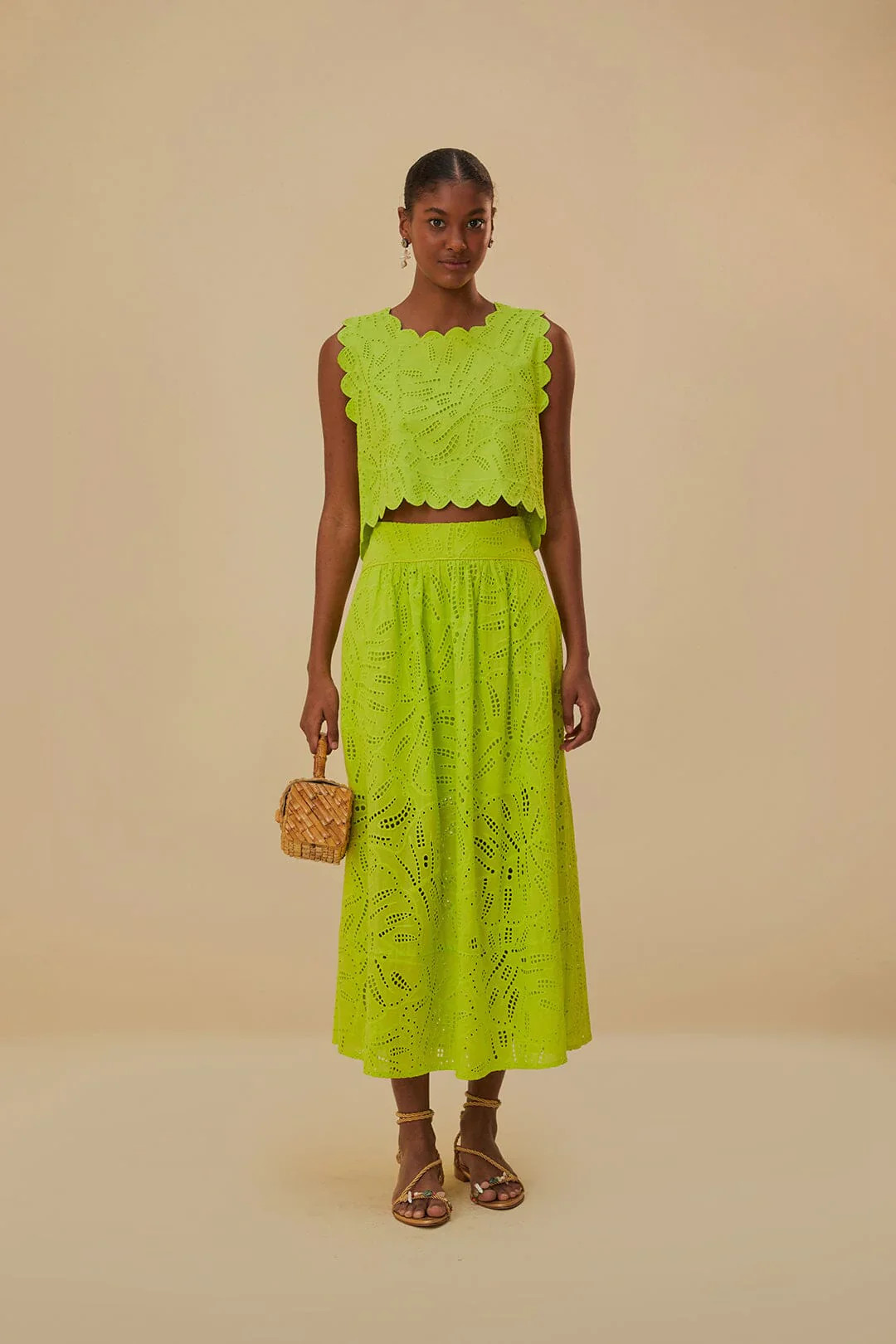 MONSTERA EYELET GREEN SKIRT | HARRINGTONS