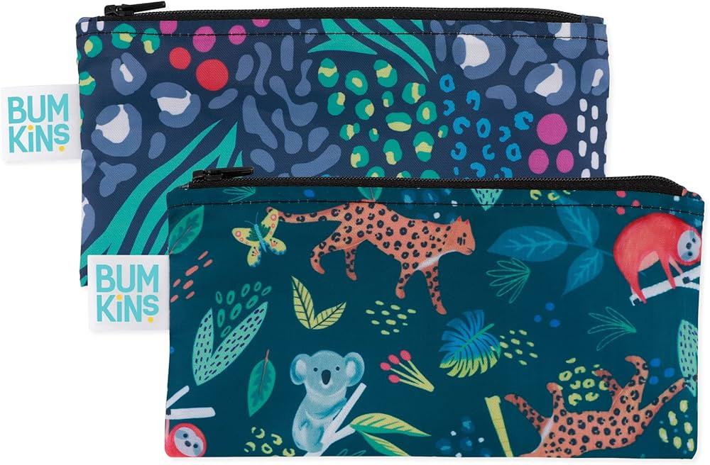 Bumkins Reusable Snack Bags, for Kids School Lunch and for Adults Portion, Washable Fabric, Water... | Amazon (US)