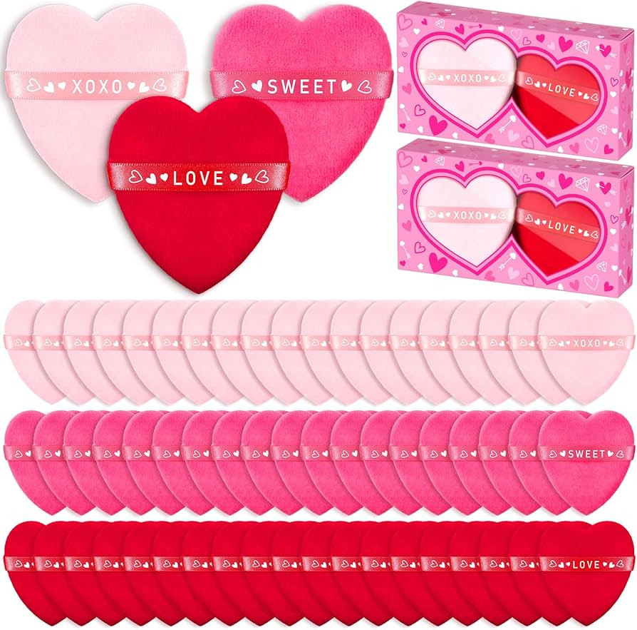 60 PCs Valentine Powder Puff for Face Powder Makeup Puff Soft Sponge for Loose or Pressed Setting... | Amazon (US)