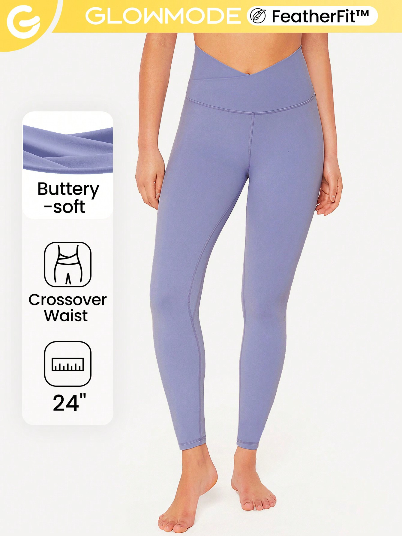 GLOWMODE 24" FeatherFit™ Crossover Leggings | SHEIN