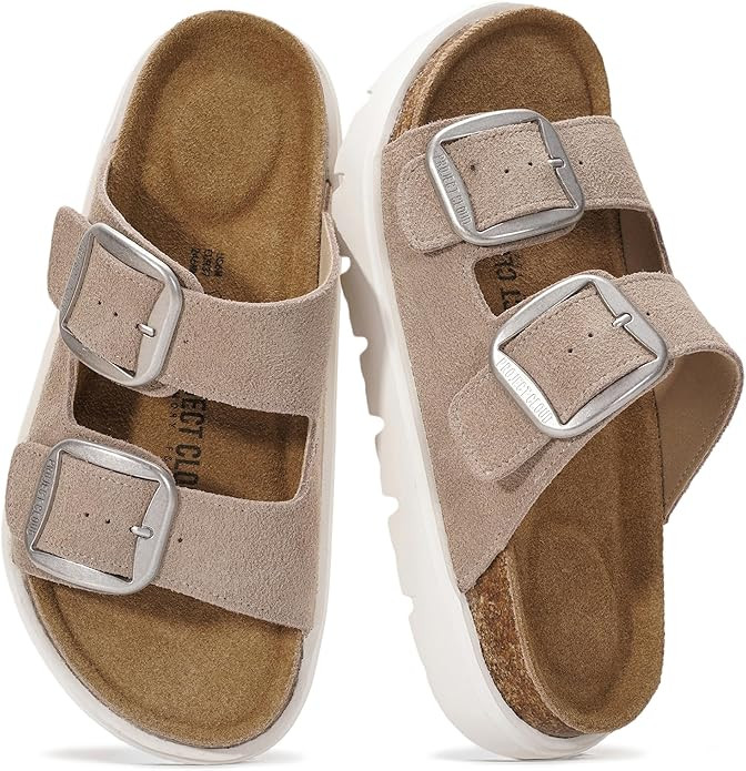 Project Cloud 100% Genuine Leather Platform Sandals Women Footwear - Wedge Chunky Slides for Wome... | Amazon (US)