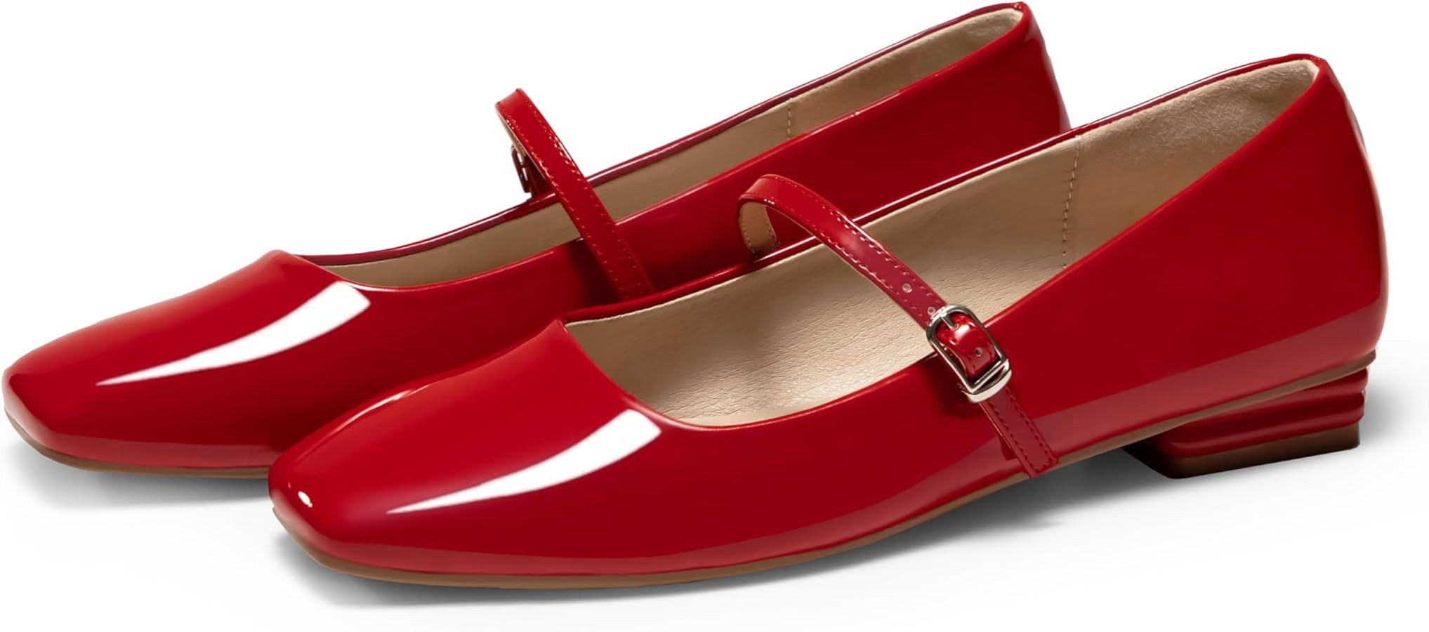 Womens Mary Jane Flats Closed Square Toe Ballet Flat Dressy Comfortable Slip on Shoes | Amazon (US)