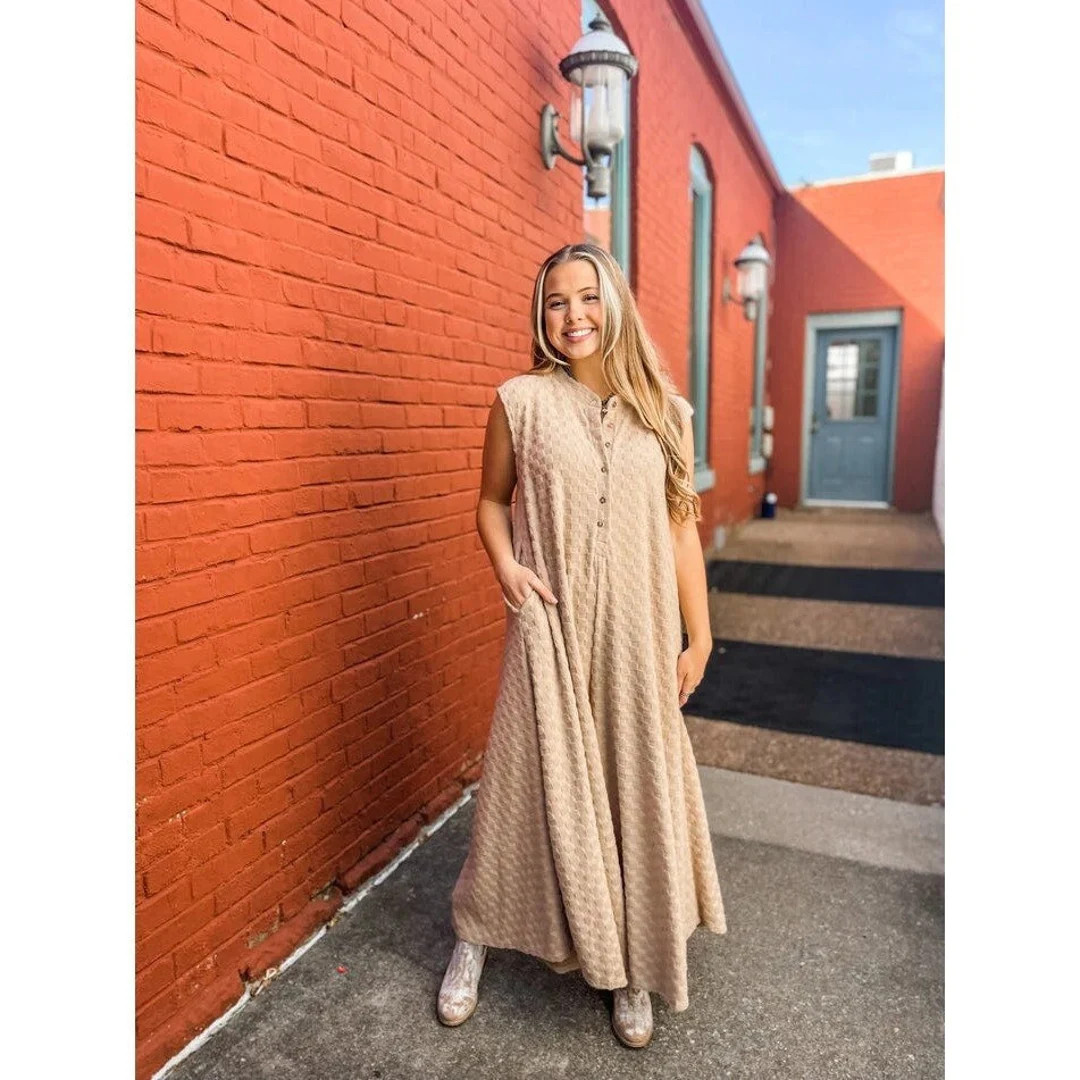 Nellie Checkered Jumpsuit in Taupe - Etsy | Etsy (US)