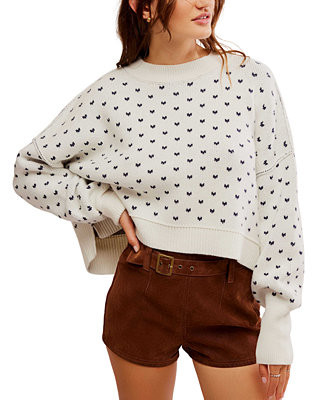 Free People Women's Patterned Easy Street Cropped Sweater - Macy's | Macy's