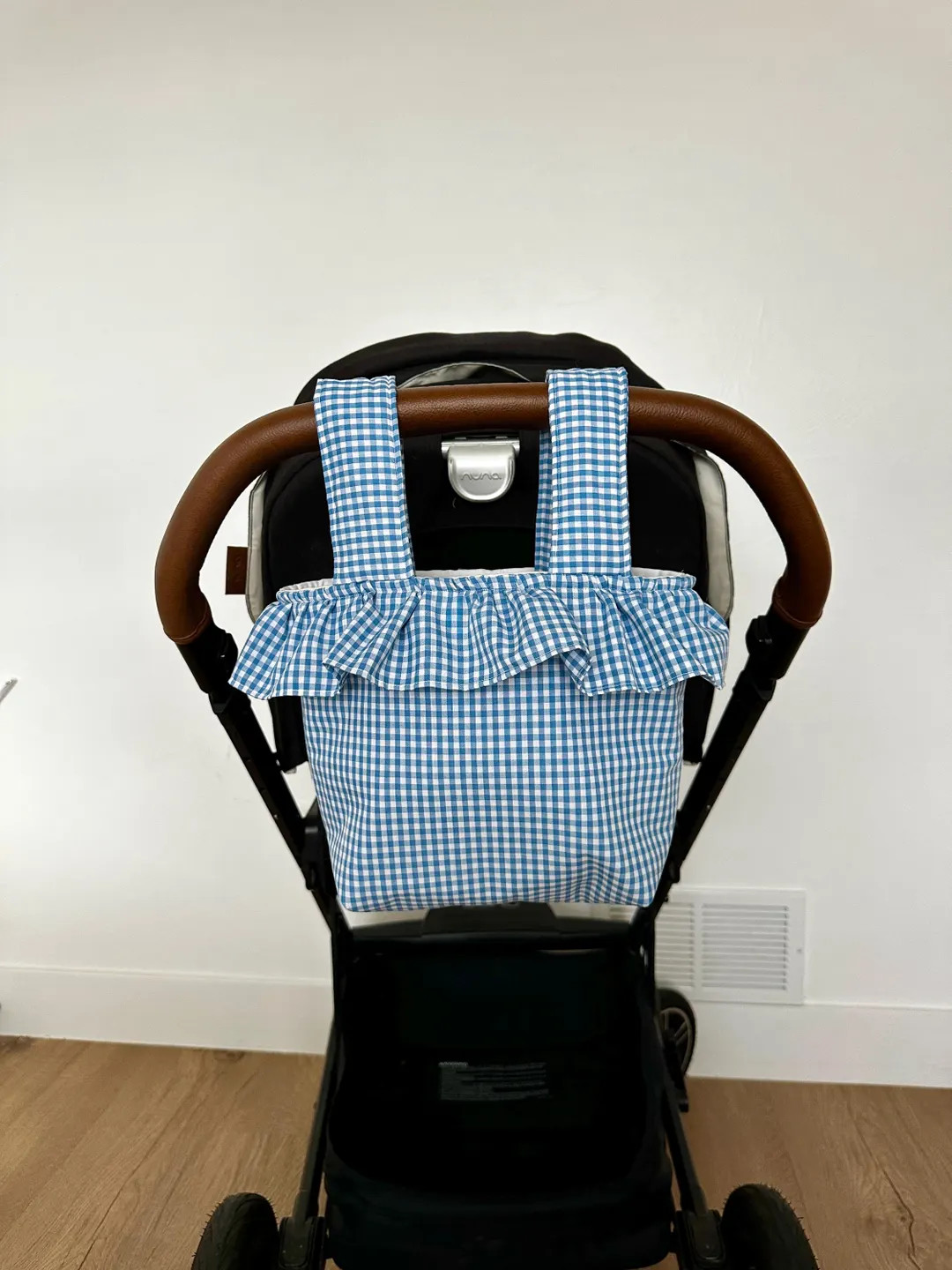 Handmade Blue Gingham Ruffle Stroller Bag, Removable Stroller Caddy, Baby Shower Gift - Etsy | Etsy (US)