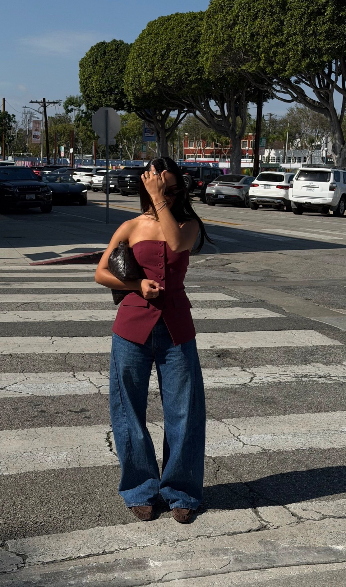 warm weather in LA approved | burgundy strapless top & Ali grace barrel jeans 

#LTKootd #LTKgrwm #LTKdayinmylife