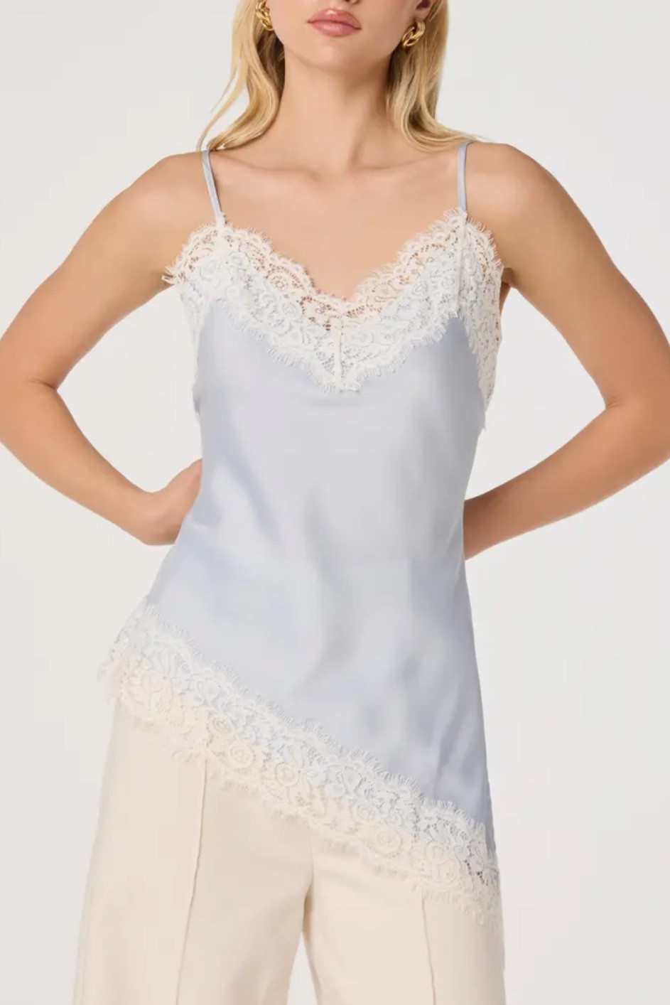 Analise Lace Trim Asymmetric Satin Camisole
