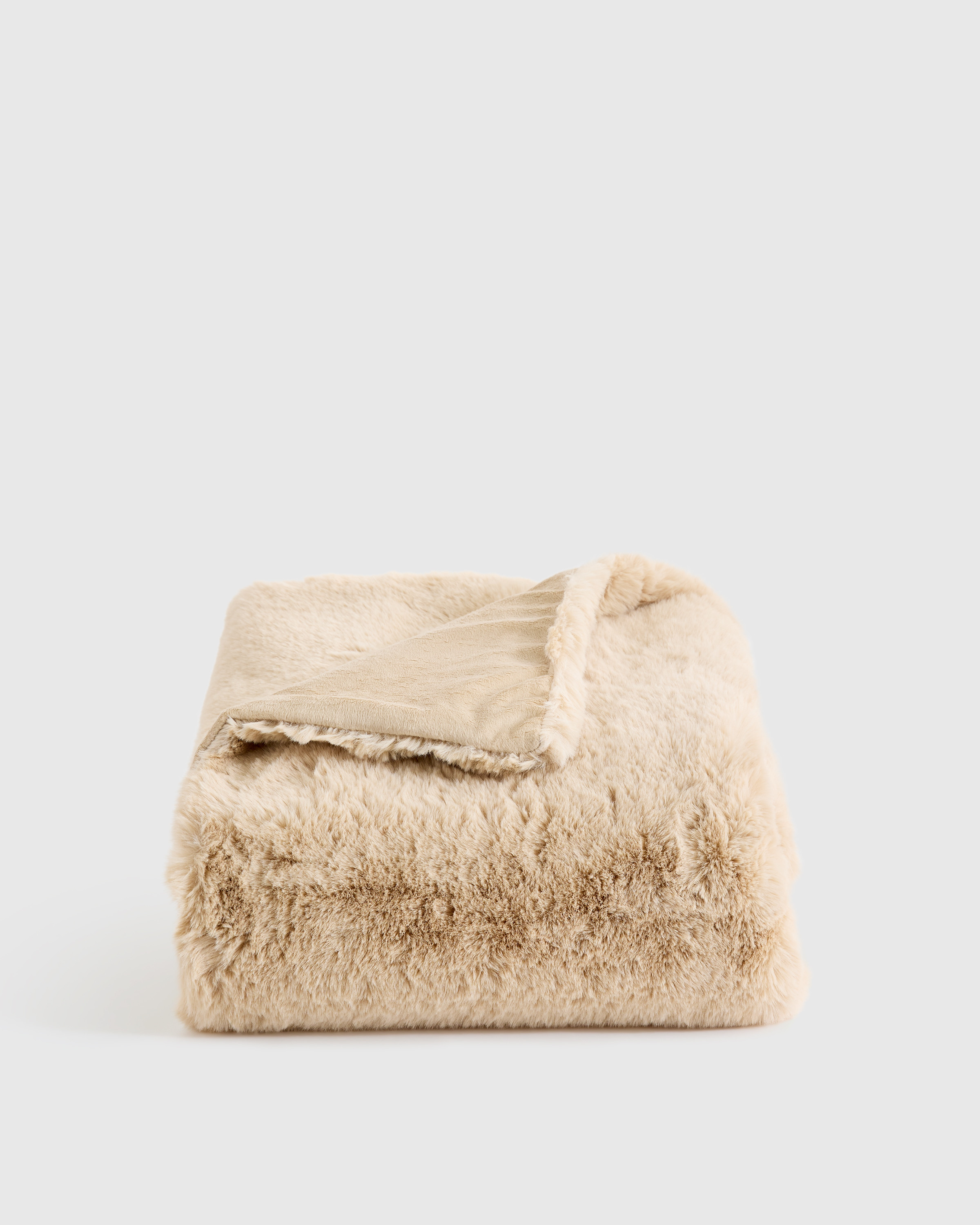 Quince | Luxury Faux Fur Throw in Champagne, Size 50x60, Recycled Polyester | Quince
