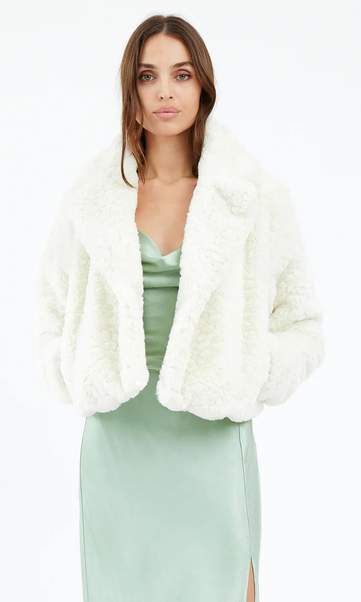 Roselyn Faux Fur Cropped Coat | Greylin Collection | Women's Luxury Fashion Clothing 