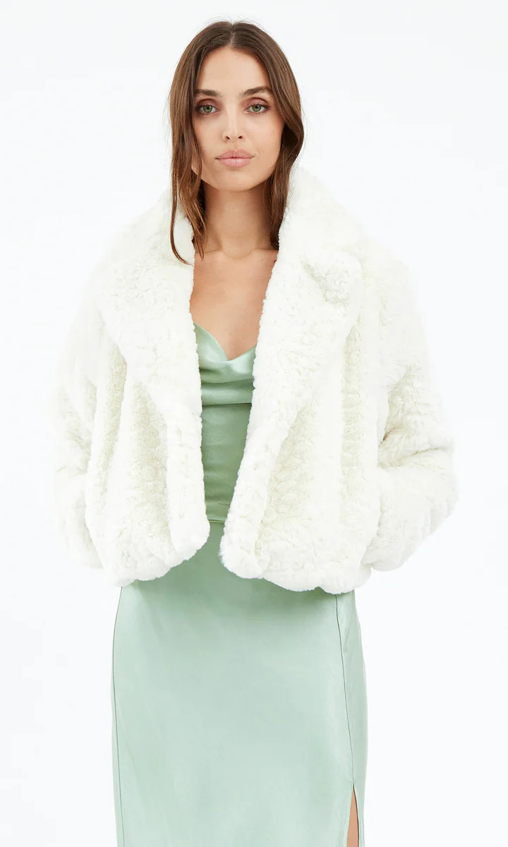 Roselyn Faux Fur Cropped Coat | Greylin Collection | Women's Luxury Fashion Clothing 