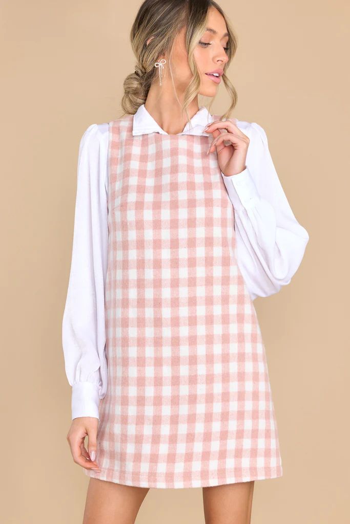 Choosing Joy Light Pink Plaid Dress | Red Dress 