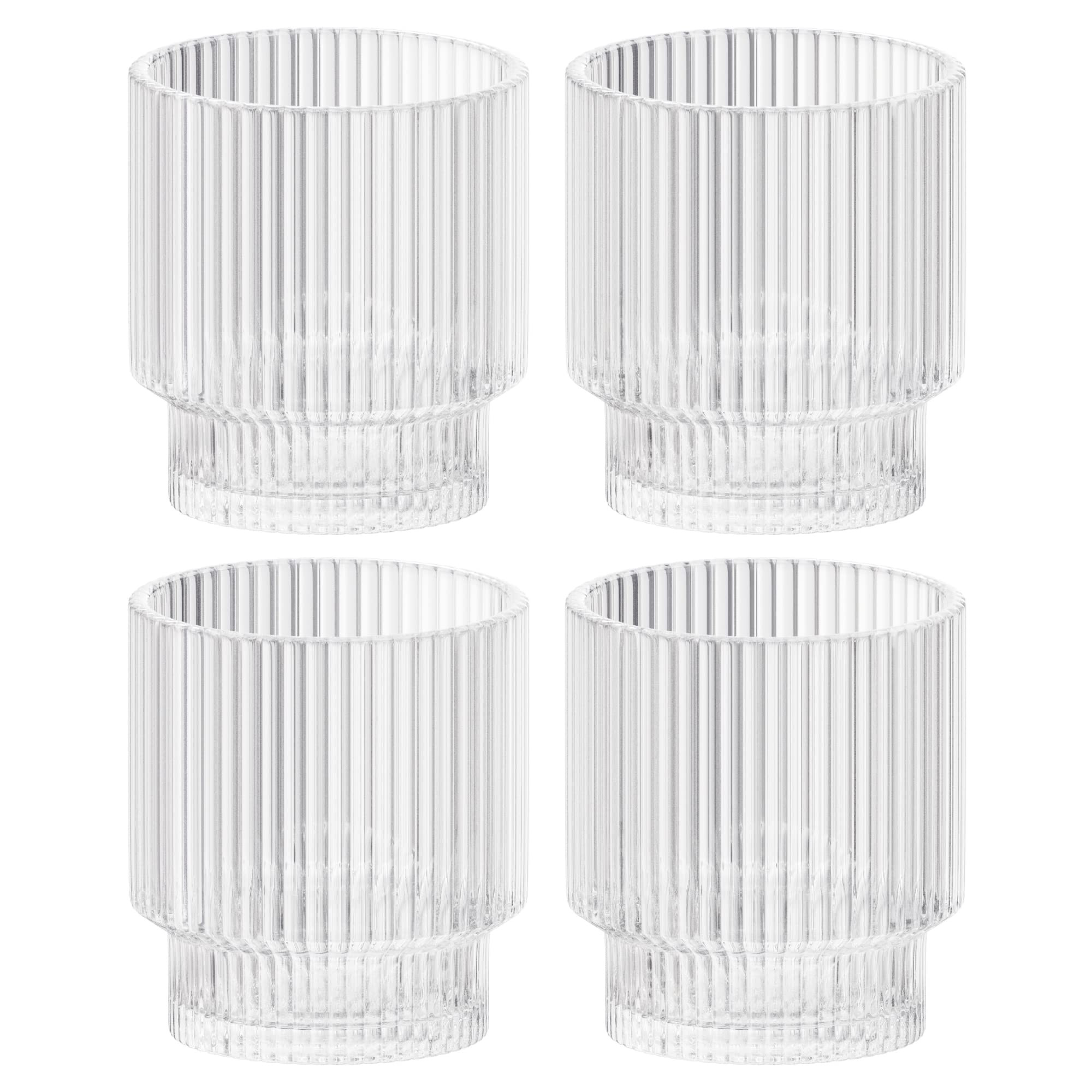 American Atelier Vintage Art Deco Fluted Drinking Glasses | Ribbed Glassware for Cocktail, Gin, W... | Amazon (US)