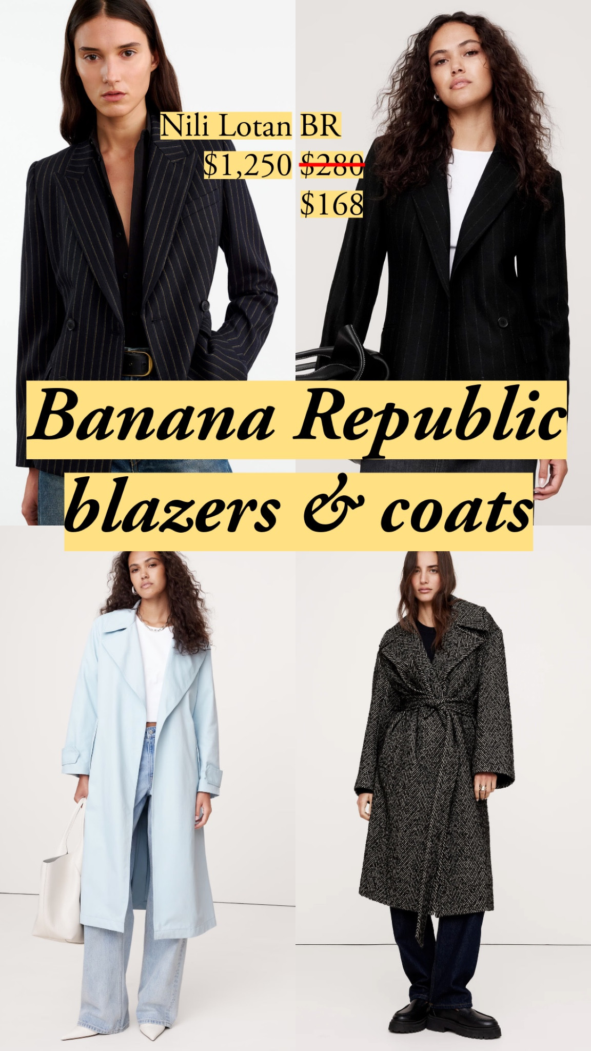 You know I love my herringbone wool cropped blazer! (Size 4)I also have an oversized double breasted blazer from BR that have since been discontinued.

That hourglass blazer is insanely nice. The photos online don’t come close to reality.

I tried on both the buttercup peacoat (Double-Faced Wool-Blend Peacoat) and the Oversized Herringbone Car Coat, which I reviewed. I love both    

#LTKWorkwear #LTKSeasonal #LTKSaleAlert