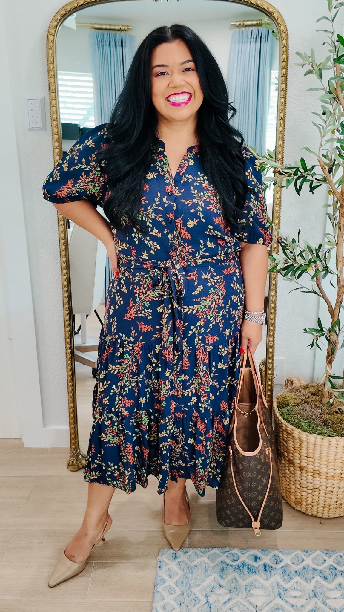 This navy floral dress is gorgeous and perfect for fall! I’m wearing an XXL. I notmally wear a Large but this dress runs small and has no stretch. 

My Sam Edelman slingback heels are a favorite of mine. They are true to size and are available in wide width. Im wearing the regular width. 

Walmart fashion, Walmart finds, fall outfit, smiles and pearls


#LTKWorkwear #LTKMidsize #LTKPlusSize