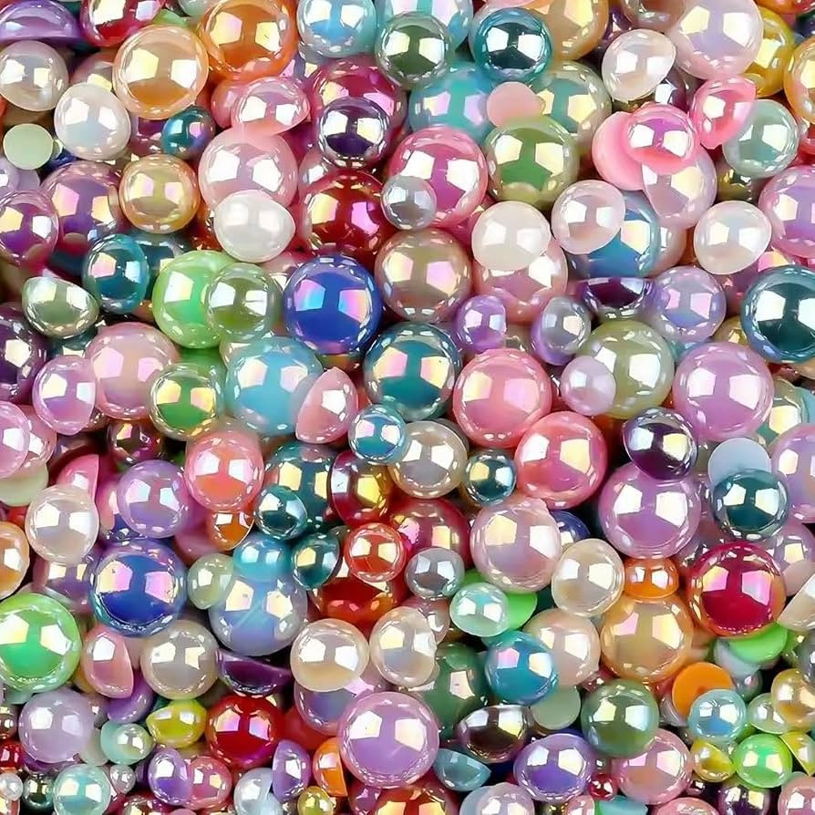 3000Pcs Flatback Half Round Pearls, Mixed Sizes 3/4/5/6/8/10mm AB Color Imitation Pearl Beads, Cr... | Amazon (US)