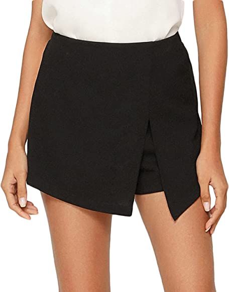 Milumia Women's Wrap Front Slit Hem Skorts High Waisted Skirt Work Shorts Culottes | Amazon (CA)
