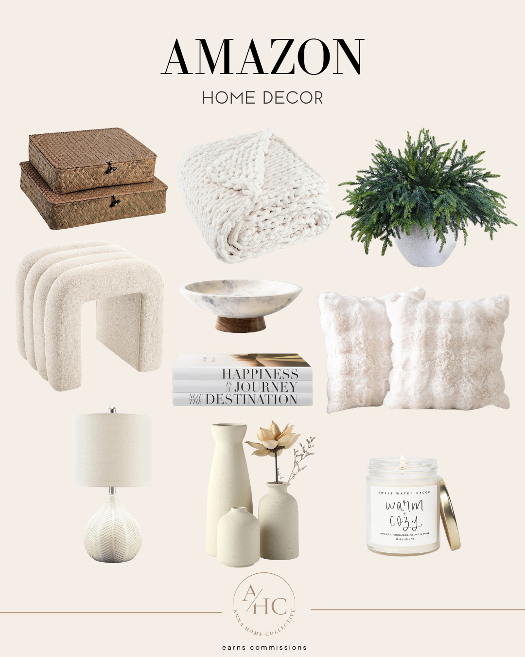 Neutral Amazon home decor finds that are cozy, timeless, and easy to style. // Amazon, Amazon Finds, Amazon Home, Amazon Home Finds, Amazon Home Decor, Amazon Home Decor Finds, Amazon Home Decor Must Haves, Cozy Home, Cozy Home Decor, Amazon Home Must Haves, Amazon Home Essentials, Throw Pillow Covers, Scented Candles, Table Centerpiece, Table Decor, Table Lamp, Storage Basket, Decorative Bowl, Decorative Books, Faux Plant 

 #LTKmomlife #LTKSeasonal #LTKHome