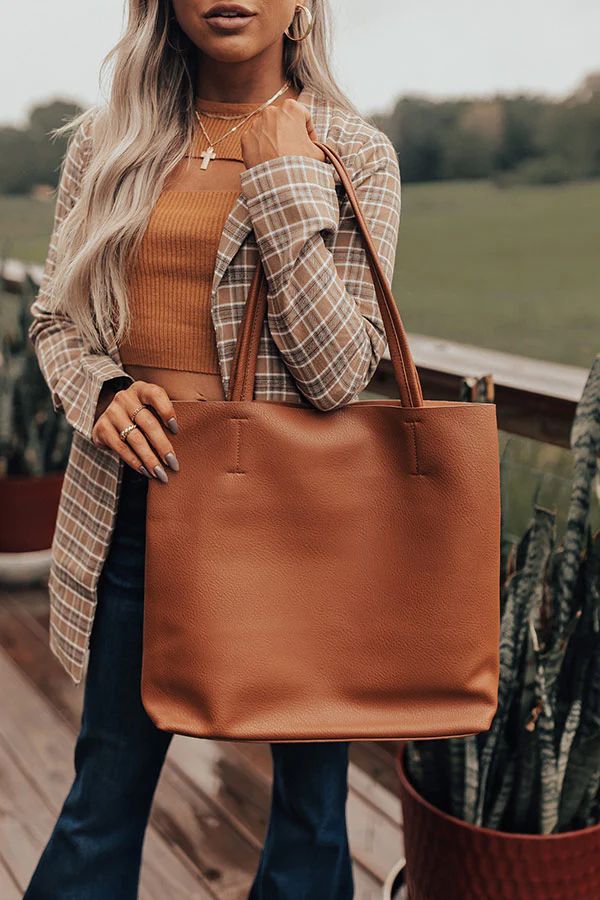 Intermission Faux Leather Tote In Brown | Impressions Online Boutique
