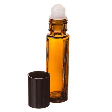 144 Essential Oil, Aromatherapy - Amber Glass Bottle with Roll On Applicator and Black Cap - 10 ml - | Walmart (US)