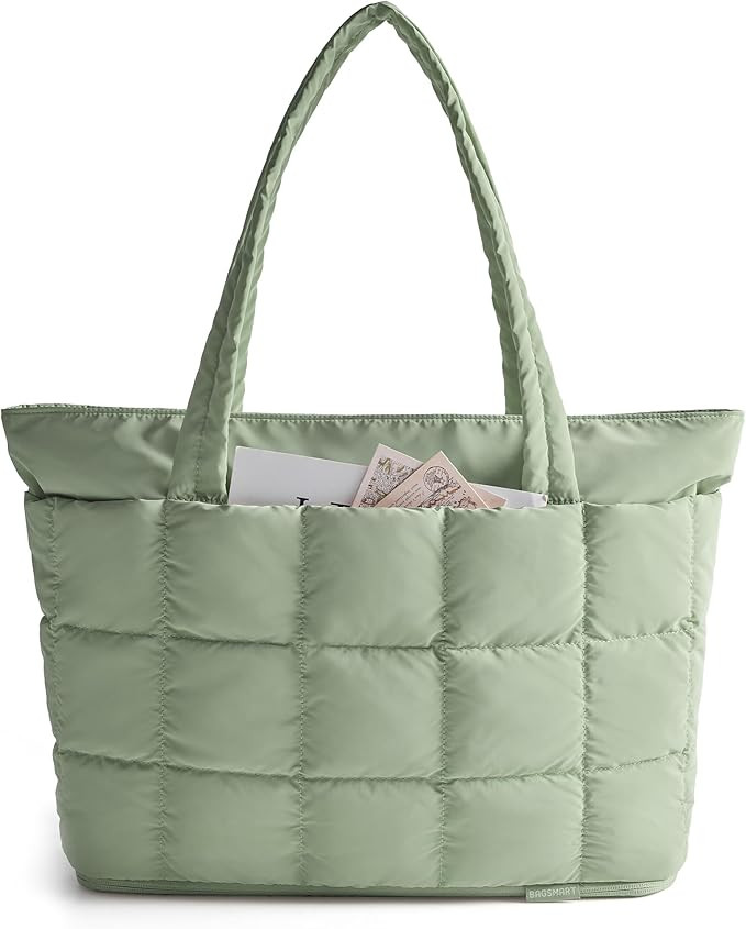 BAGSMART Expandable Tote Bag for Women, Puffer Work Tote Handbag, Quilted Carry On Bag for Travel... | Amazon (US)