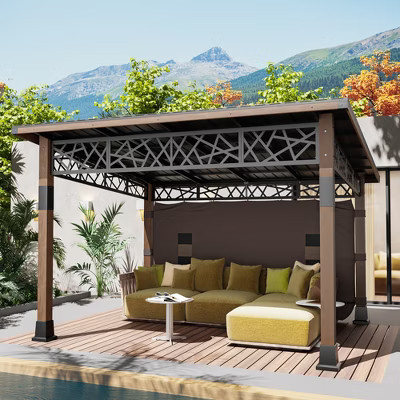 UPTION 12 FT X 14 FT Hardtop Patio Gazebo With Slope Roof | Target