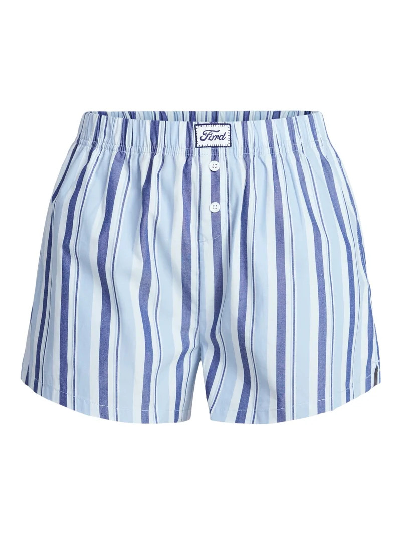Ford Women's Striped Cotton Boxer Shorts with Logo Patch, Sizes XXS-XXL | Walmart (US)