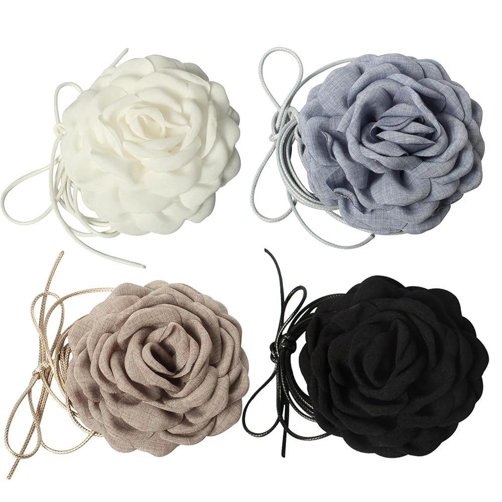 Cuizhiyu 4PK Flower Choker Necklace for Women,Big Rose Flower Chokers, Floral Choker Necklace for... | Amazon (US)