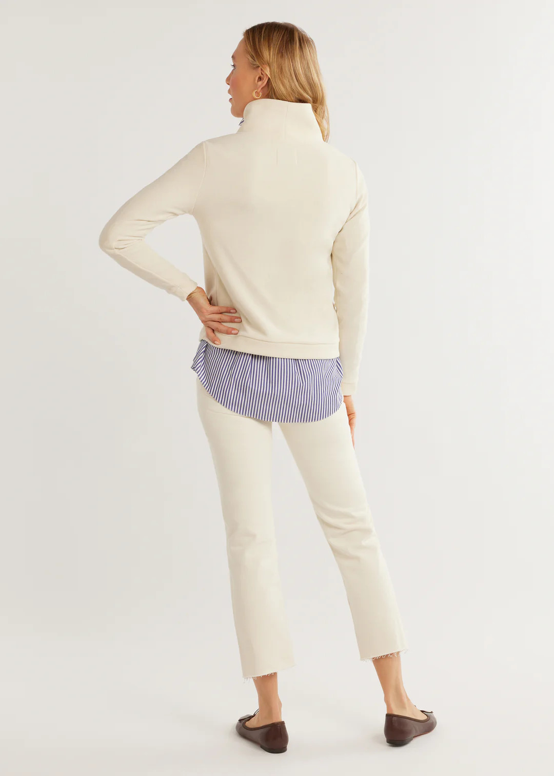 Park Slope Turtleneck in Terry Fleece (Cream) | Dudley Stephens