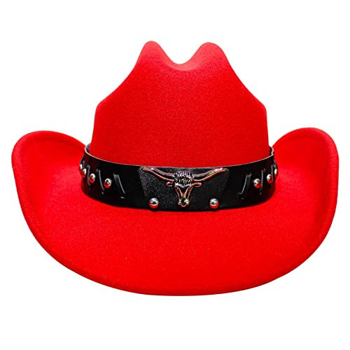 Kalerona Red Cowboy Hats for Men & Women with Western Hat Bands, Ideal for Rodeo Parties, Adjustable Fit | Amazon (US)