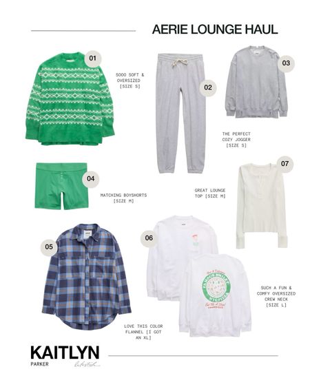 at 24 weeks pregnant, I wanted some extra cozy lounge pieces and I loved all of these while in the aerie store. my sizing is all over the place based on how I wanted it to fit, so I included them all in the graphic! there’s an aerie sweater sale happening right now & the pizza sweatshirt is on clearance! 🍕🎄🤍 