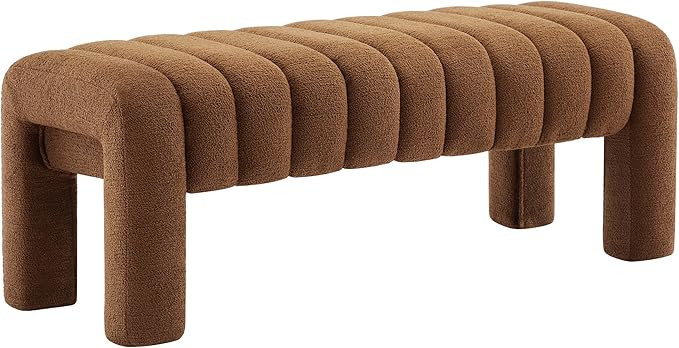 43.3" Bedroom Bench, Upholstered Entryway Bench, Modern End of Bed Ottoman with Solid Wood Legs a... | Amazon (US)