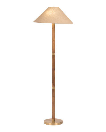 61in Broadway Teak And Brass Floor Lamp | TJ Maxx