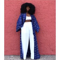African Kimono, Ankara Maxi Jacket, Print Kimono Clothing Fashion, Trench Coat | Etsy (US)