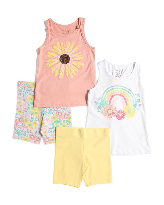 Girls 4pc Mix And Match Bike Short Set | TJ Maxx