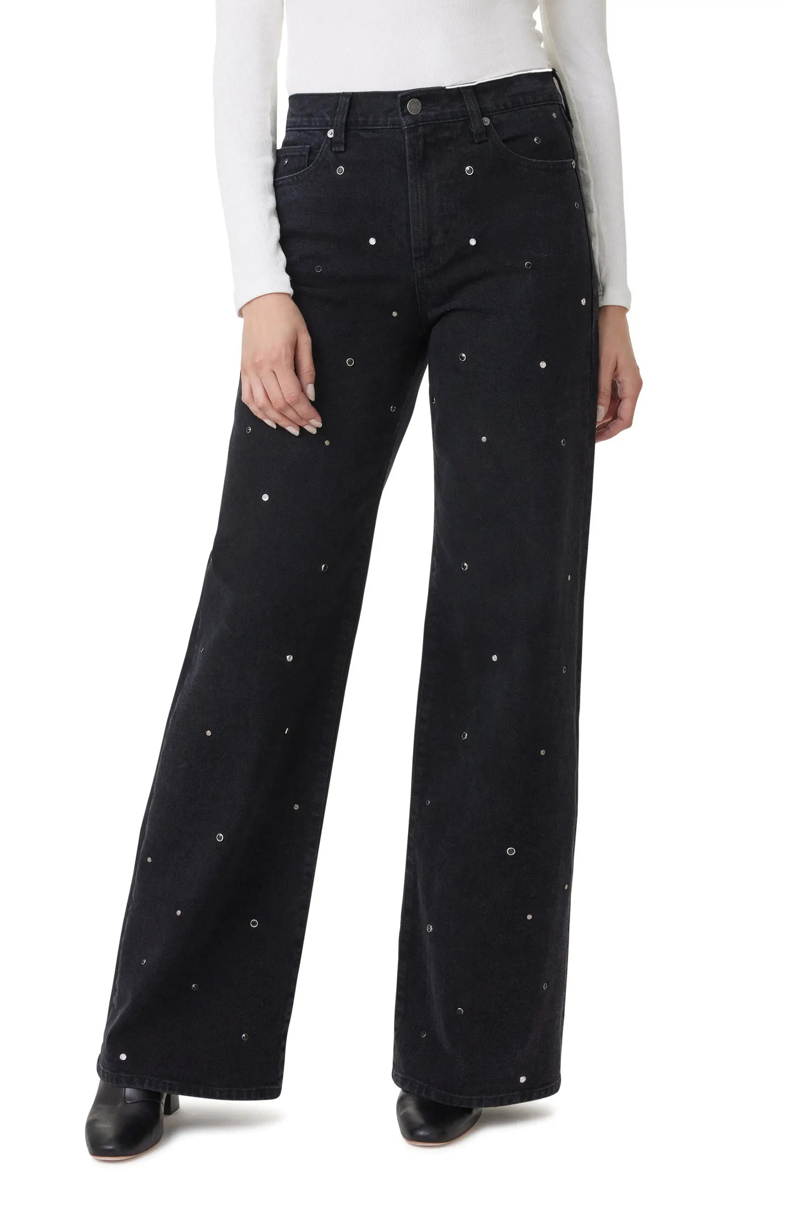 Denver Grommet High Waist Wide Leg Jeans | Nordstrom