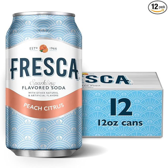 Fresca Peach Soda Sparkling Flavored Soda Pop Soft Drink Zero Calorie and Sugar Free, 12 fl oz, 1... | Amazon (US)