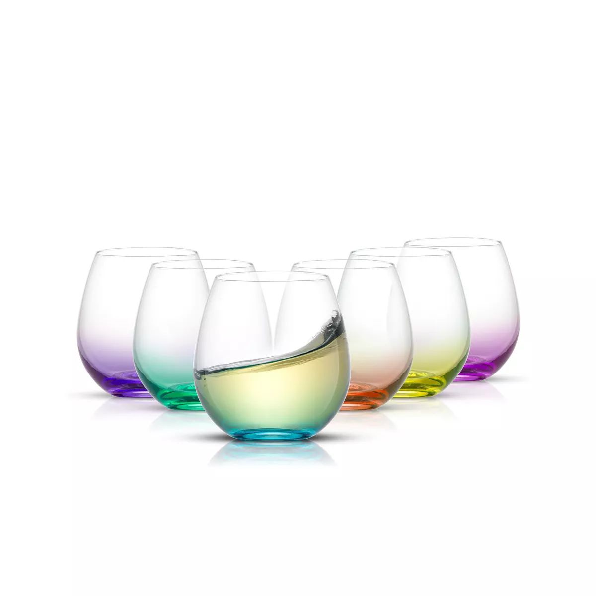 JoyJolt Hue Colored Stemless Wine Glass-Set of 6 Colorful Red or White Wine Drinking Glasses- 15 ... | Target