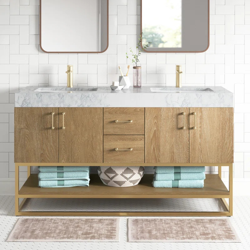 Annice 60'' Free-standing Double Bathroom Vanity with Stone Vanity Top | Wayfair North America