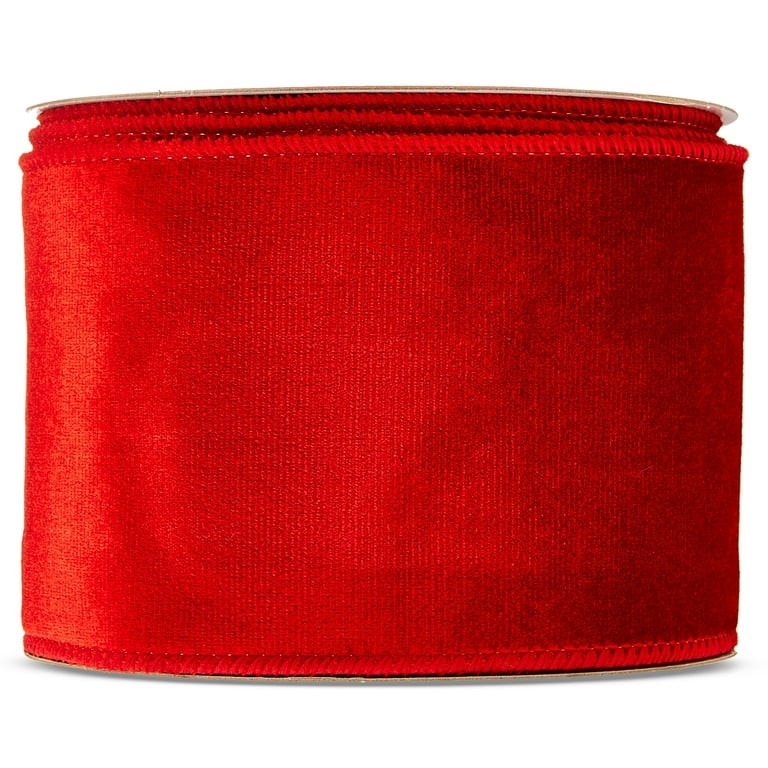 Red Velvet Christmas Ribbon, 3.5" x 30', by Holiday Time | Walmart (US)